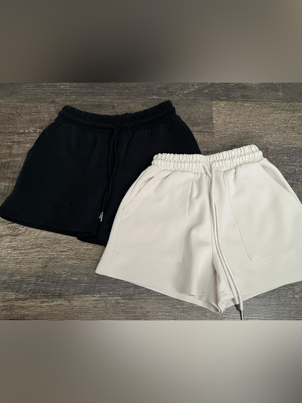 Together Women's Drawstring Athletic Shorts - Black & Cream